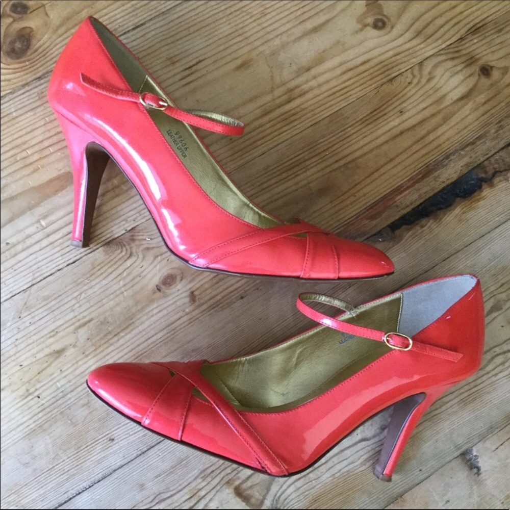 J. Crew Coral Red Patent Leather Alessia Pumps